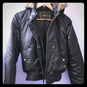 COPY - Black GUESS ❓ puffer jacket with fur